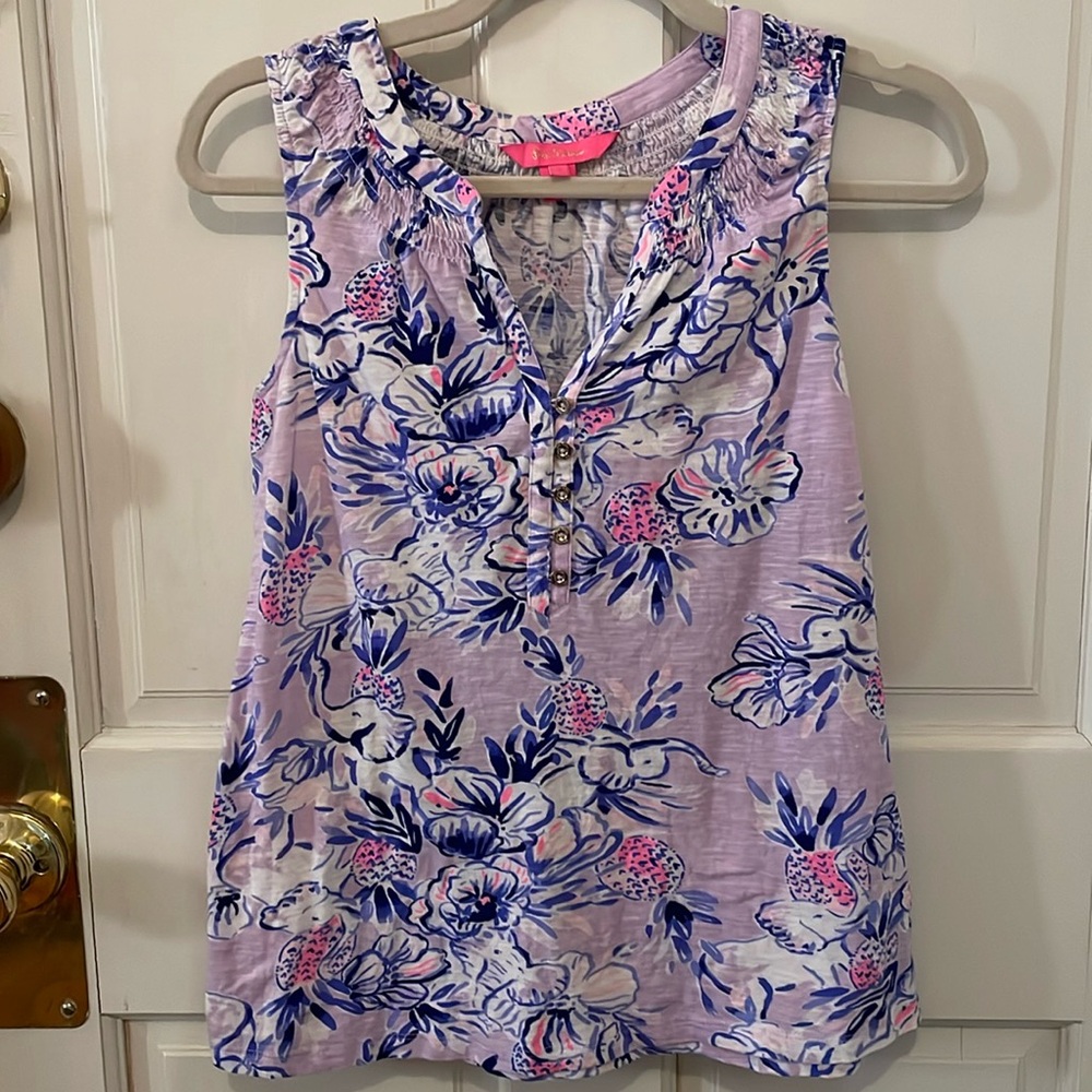 Lilly Pulitzer Essie Tank Top - Light Lilac Elephant (S)